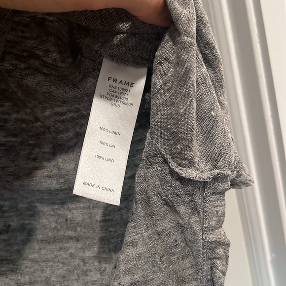 Frame 100% Linen T Shirt Grey size Small - Picture 3 of 4